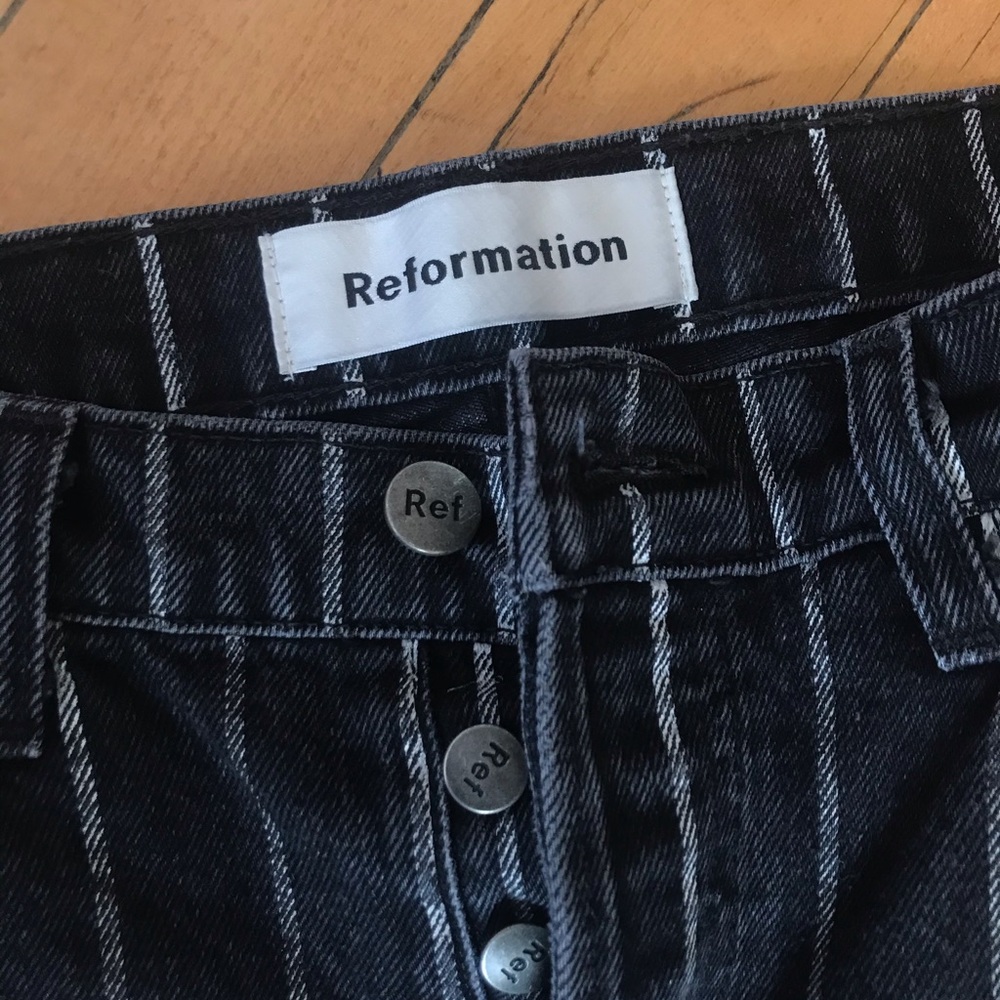 Reformation striped straight leg roper jeans